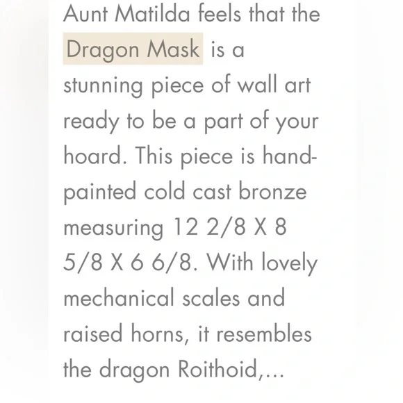 Dark Bronze Dragon Head Wall Art